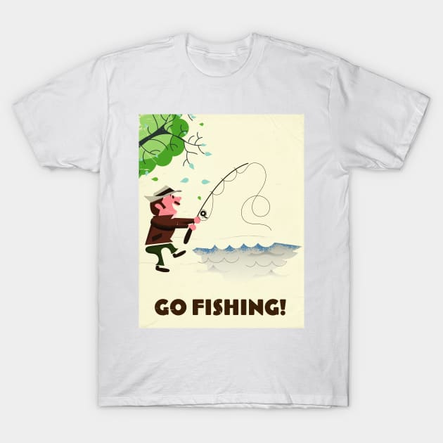 Go fishing cartoon. T-Shirt by nickemporium1